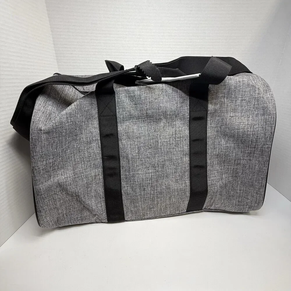 Jimmy Choo Gray & Black Large Travel Weekender Gym Zip Shoulder Duffle Bag New